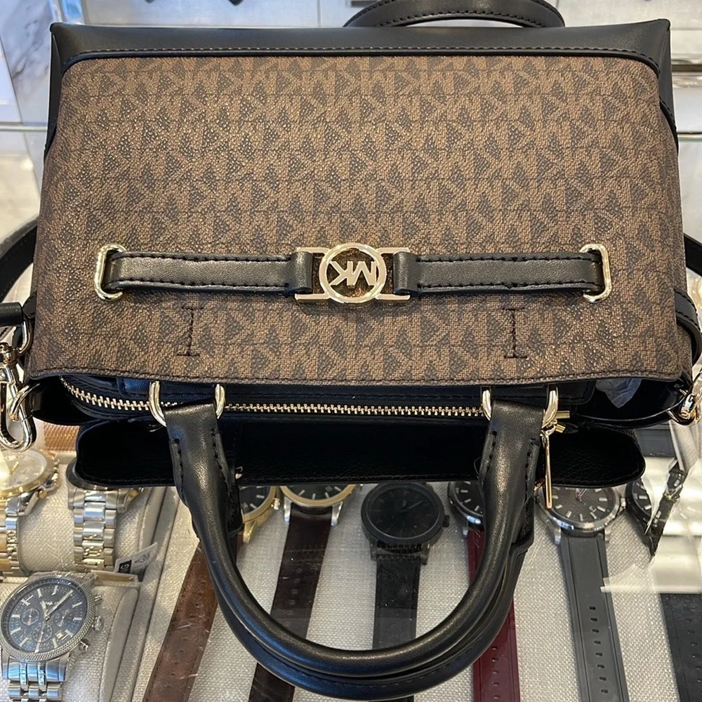 Michael Kors Reed Small Belted Logo Satchel Crossbody Center Zip Bag Purse  NWT